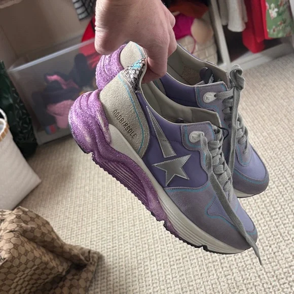 Golden Goose Lavender and Silver Sneakers - Picture 1 of 12